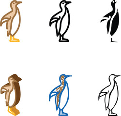 Fototapeta premium set penguin bird color icon vector. penguin bird sign. isolated symbol illustration