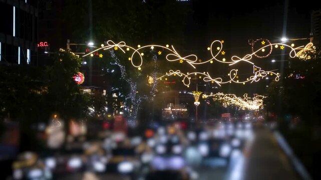 Singapore Orchard Road Christmas decoration street lights up. 