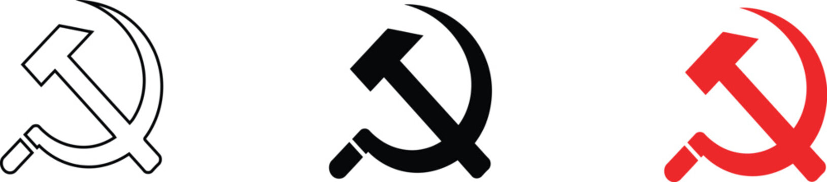 Hammer and sickle communism symbol, Soviet emblem representing socialism, communist ideology, political history, revolution, and red vector illustration EPS file.
