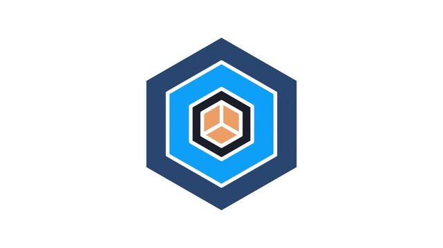 Abstract Hexagon Shape with Pulsing Geometric Cube Animation