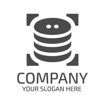 Database icon logo design, illustration of a data storage symbol with corner brackets