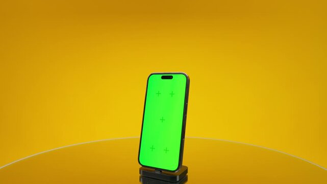 Front View Smartphone Chroma Display Mockup on Yellow