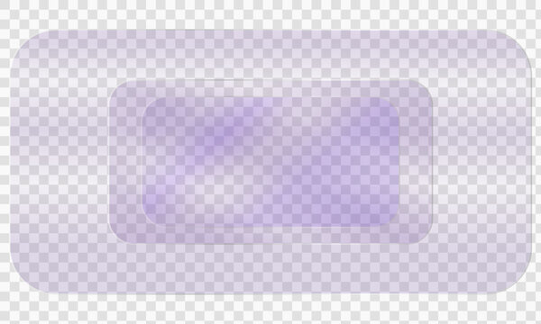 Frosted glass morphism rectangle shape with soft purple blur effect