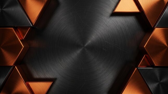 Black Brushed Metal Background with Orange Geometric Triangle Pattern
