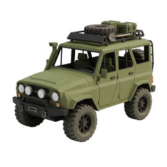 Obraz premium Low Poly 3D Off-Road SUV with Roof Rack and Expedition Gear