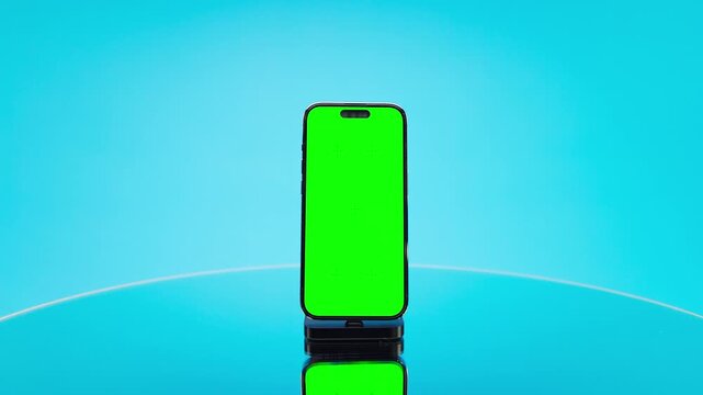 Closeup Smartphone Chroma Display Preview on Blue