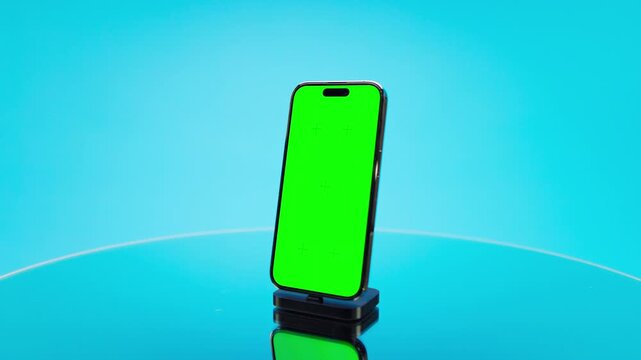 Screen Focus Smartphone Chroma Display Presentation on Blue