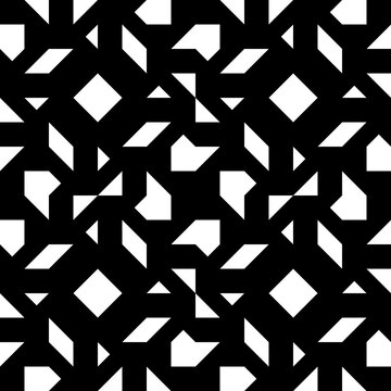 Seamless pattern with geometric motifs in black and white