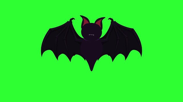 Cute Vampire Bat with Glowing Eyes Green Screen Animation