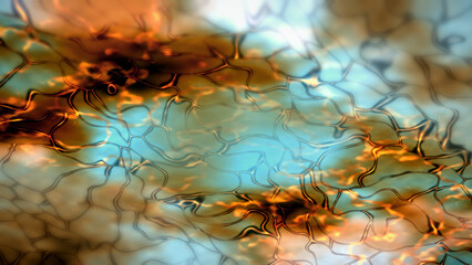 Abstract network pattern with glowing orange and blue hues © fahri