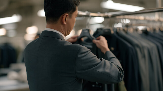 An army wardrobe consultant organizes dress uniform storage at shift's end inside a sterile facility, a dusty surface catching the last overhead light, single professional framing