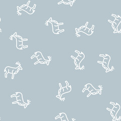 Fototapeta premium deer animal line seamless pattern deer animal thin line illustration