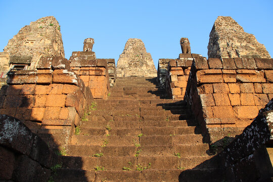 ruined buddhist and hindu khmer temple (pre rup) in angkor in siem reap in cambodia 