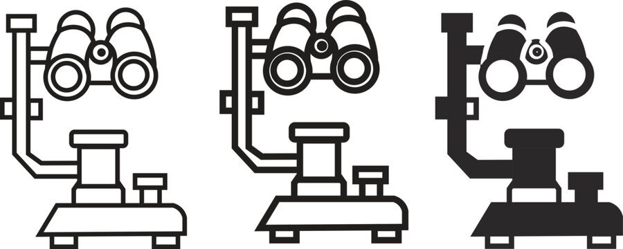 Ophthalmic Phoropter Icon Set- Phoropter & Vision Refractor Equipment Symbols.