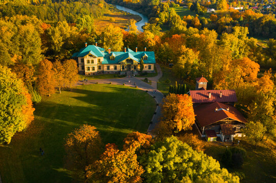 Autumn landscape in Loshitsky Park in Minsk. Belarus.Golden autumn
