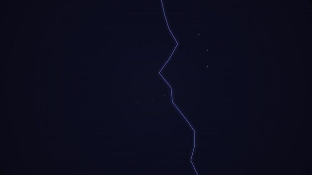Lightning Bolt Animation Flickering Vertically Across Dark Starry Background for Energetic Digital Motion Design