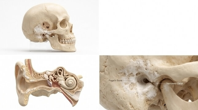 Anatomy of human skull temporal bone and ear structure with inner ear skeletal system medical model auditory system ear canal