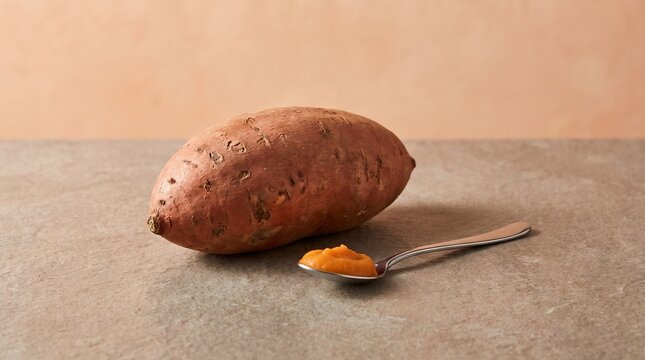 Sweet Potato and Creamy Sweet Potato Puree on a Clean Background
