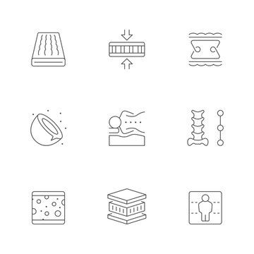 Set line icons of orthopedic mattress