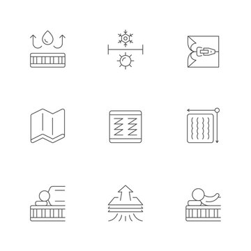 Set line icons of orthopedic mattress