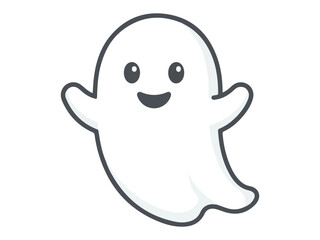 Fototapeta premium Playful ghost vector illustration with a friendly smile on white