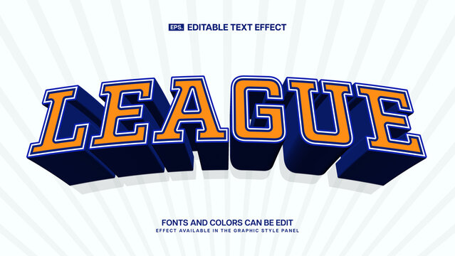 League Text Effect, Varsity College Sport Editable Typography