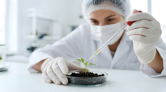 plant biotechnology research in laboratory with scientist