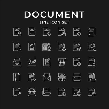 Set line icons of document