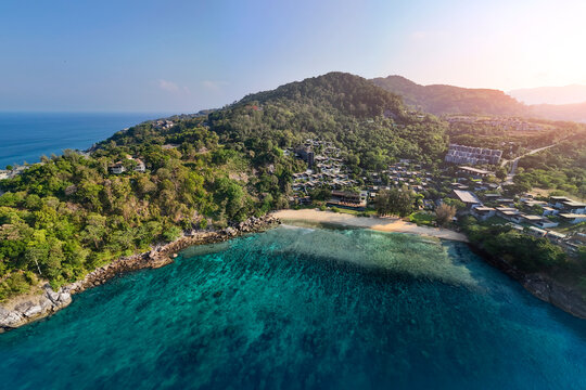 Aerial view of beautiful bay Yae Beach in Phuket, Thailand