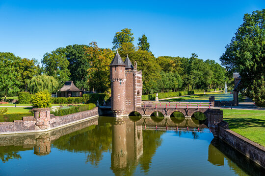 Gothic bridge across river in Holland