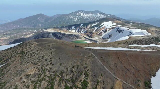 60-Second Aerial Overview of Zao Okama Emerald Crater Lake Yamagata