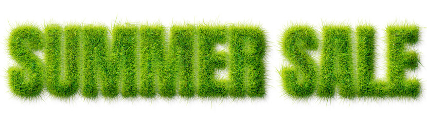 Summer Sale typography text effect with realistic green grass texture isolated on transparent © Mahmud