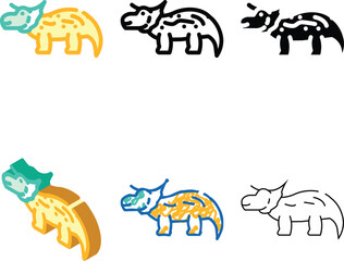 triceratops dinosaur animal color icon vector. triceratops dinosaur animal sign. isolated minimal symbol illustration © sevector