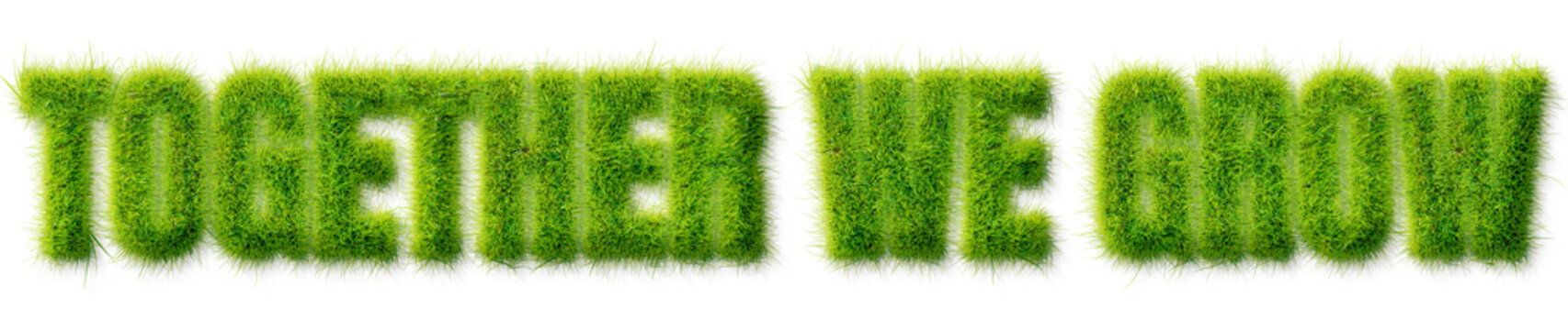 Together We Grow Text Effect With Realistic Green Grass Texture Isolated On Transparent Background