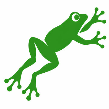 Green tree frog leaping silhouette vector icon, wildlife amphibian stencil logo graphic on white background