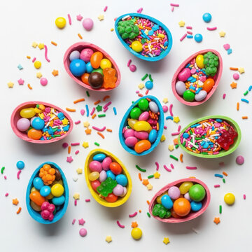 Colorful easter eggs with confetti celebration design