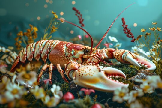 Lobster, close-up photo, underwater world  
