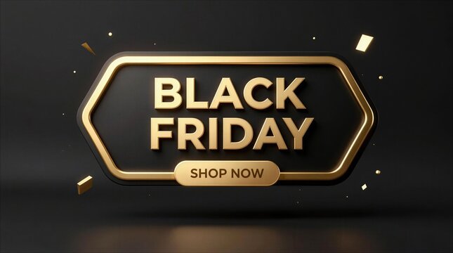 Black Friday sale advertisement with golden text on dark background