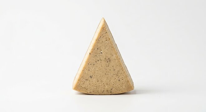 Tall pyramid shaped natural soap on white background