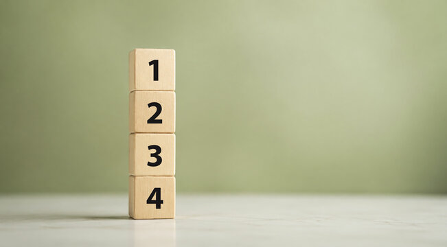 Task priority and management concept. The order of priority in any activity. Set work priority, arrange to do list. Wooden cube blocks with number first, second, third and fourth.