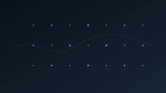 Glowing blue dots and oscillating sine wave line animation loop providing a seamless digital background for modern motion design projects