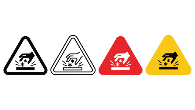 Cold temperature warning hazard sign icons in various styles with frostbite temperature freezing illustration triangular protection industrial