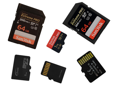 set of sd cards isolated on white