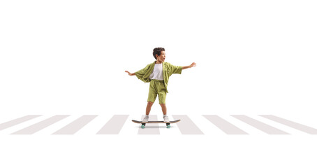 Boy on a skateboard at a zebra crossing © Ljupco Smokovski