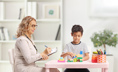 Social worker observing a child