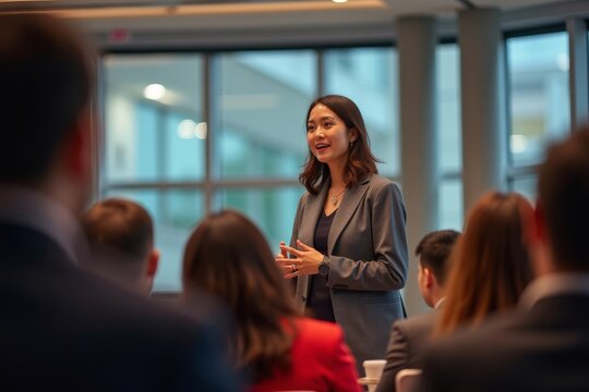 Asian Woman Speaker at Business Conference