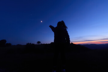 Amateur astronomer observing stars, planets and other celestial objects. © astrosystem