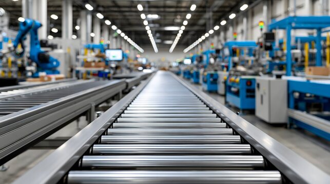 Digital transformation in manufacturing, smart robotic factory with automated production systems, subtle holographic data visualization, modern industrial architecture, premium corporate technology