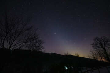 Orion constellation, zodiacal light and Milky Way stars on a dark countryside skies. © astrosystem