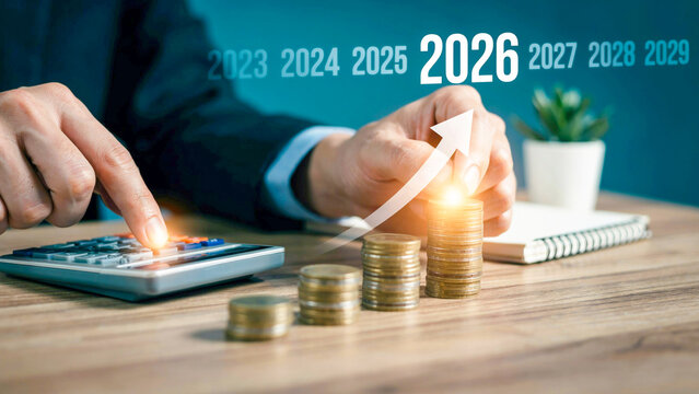 Financial growth and business success in 2026 with investment and calculation planning